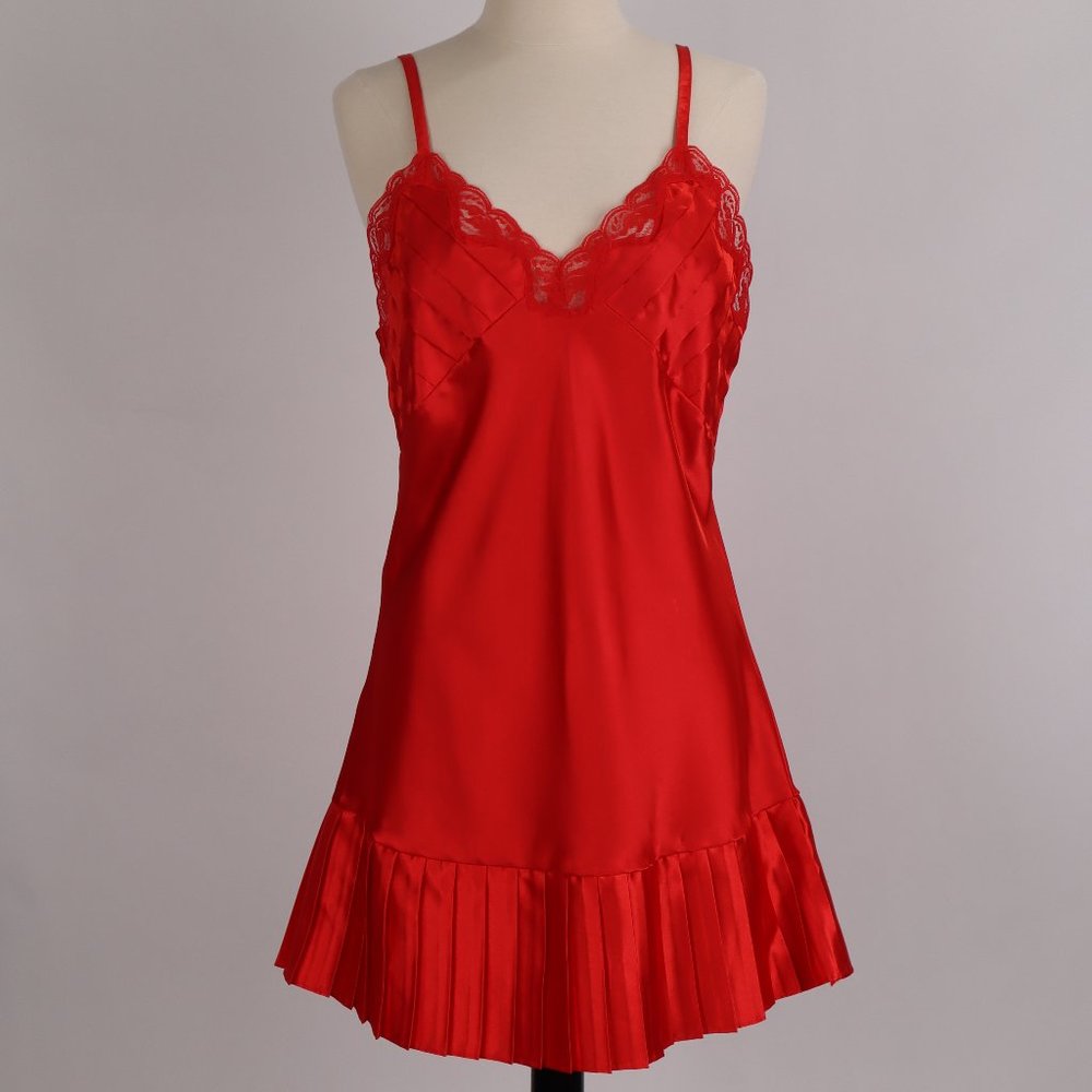 🌺 Vtg Lady Cameo NWOT Lace Red Babydoll Nightgown Negligee Lingerie Valentine's